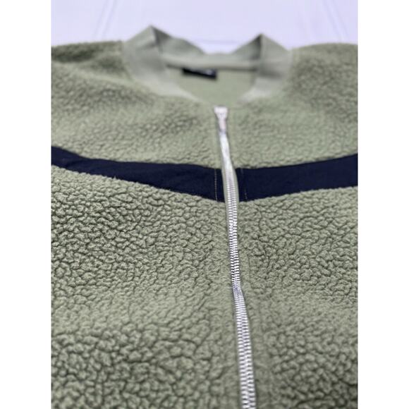 Zyia Active Olive Green and Black Sherpa Fleece Bomber Jacket Size M - Picture 2 of 6